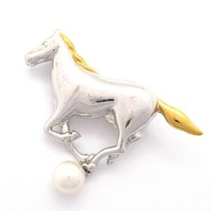 Mikimoto Brooch Silver Gold Pearl